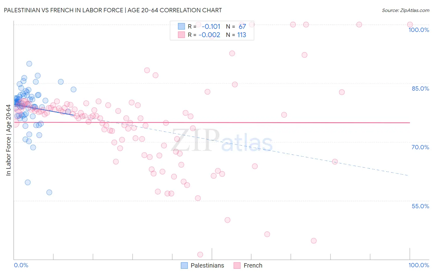Palestinian vs French In Labor Force | Age 20-64