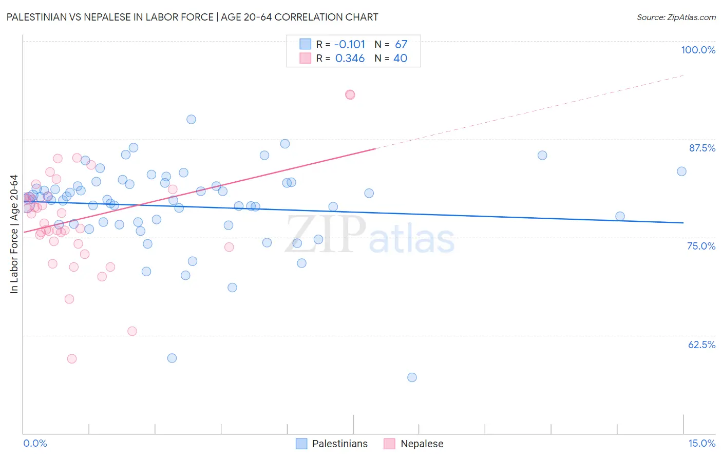 Palestinian vs Nepalese In Labor Force | Age 20-64