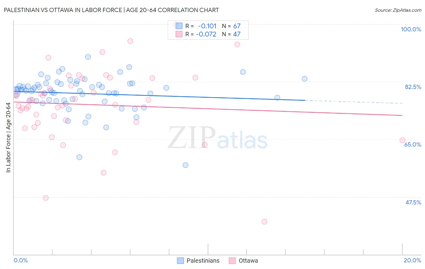 Palestinian vs Ottawa In Labor Force | Age 20-64