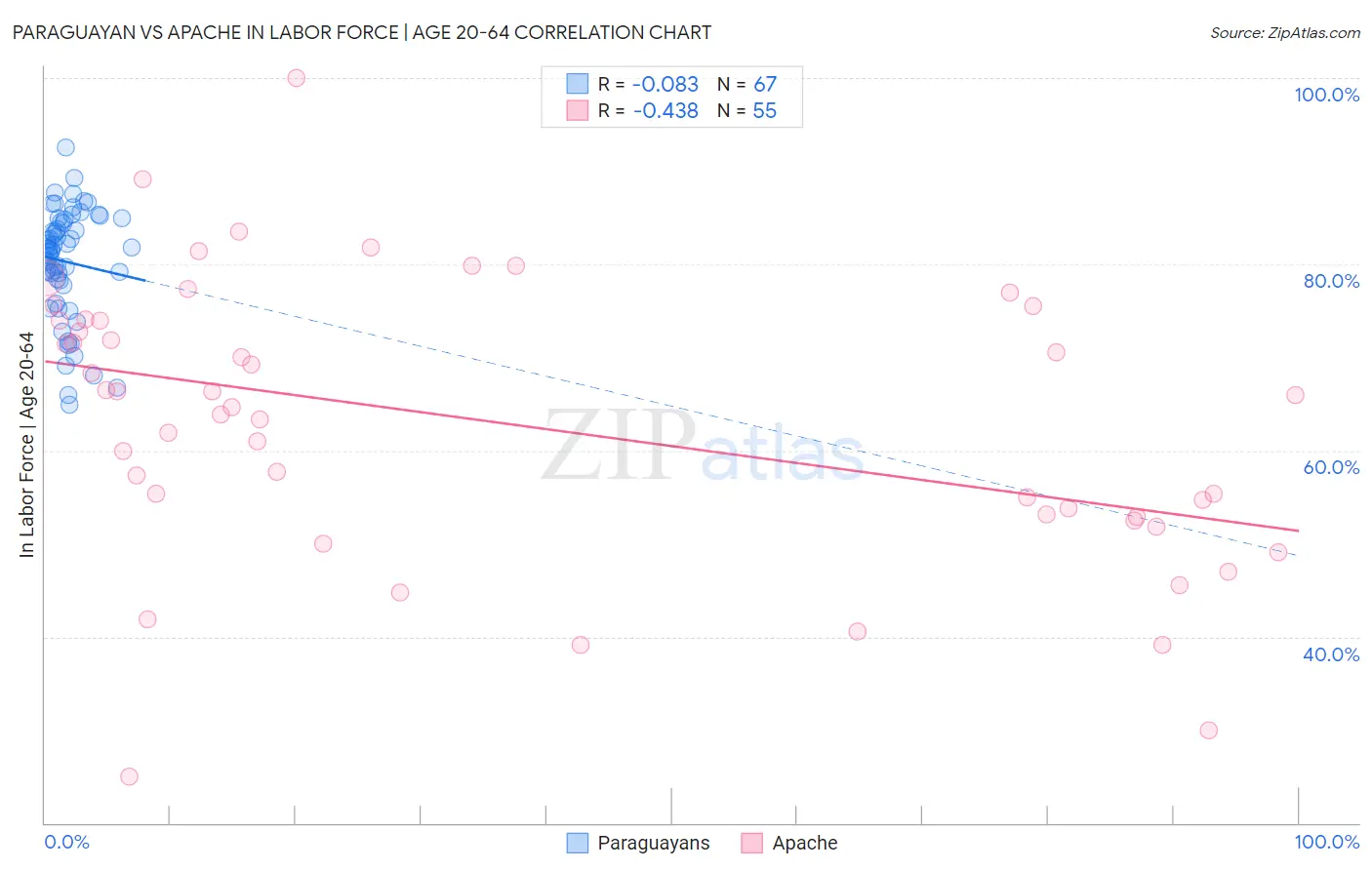 Paraguayan vs Apache In Labor Force | Age 20-64
