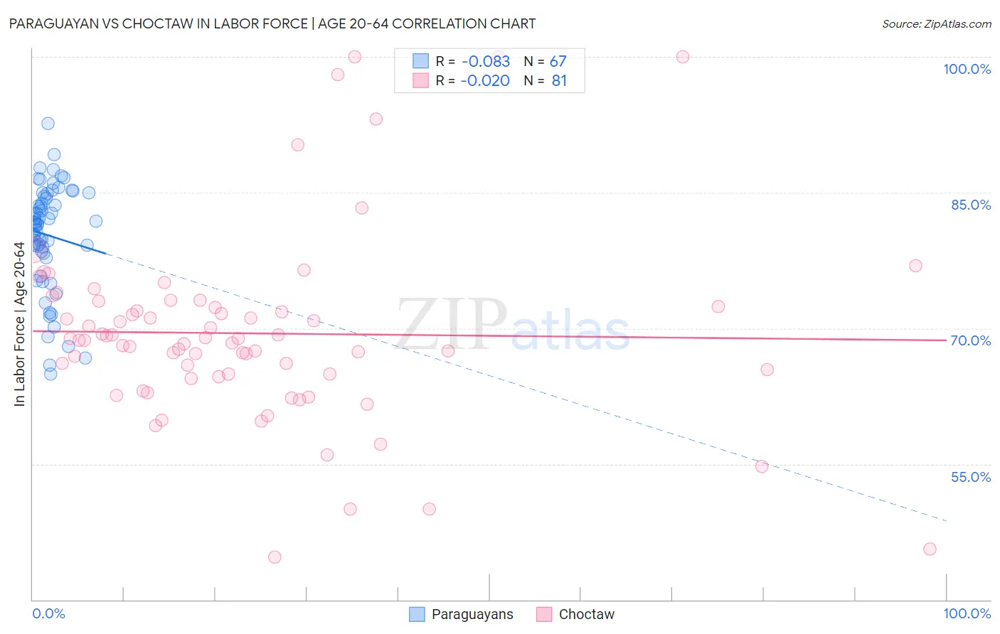 Paraguayan vs Choctaw In Labor Force | Age 20-64