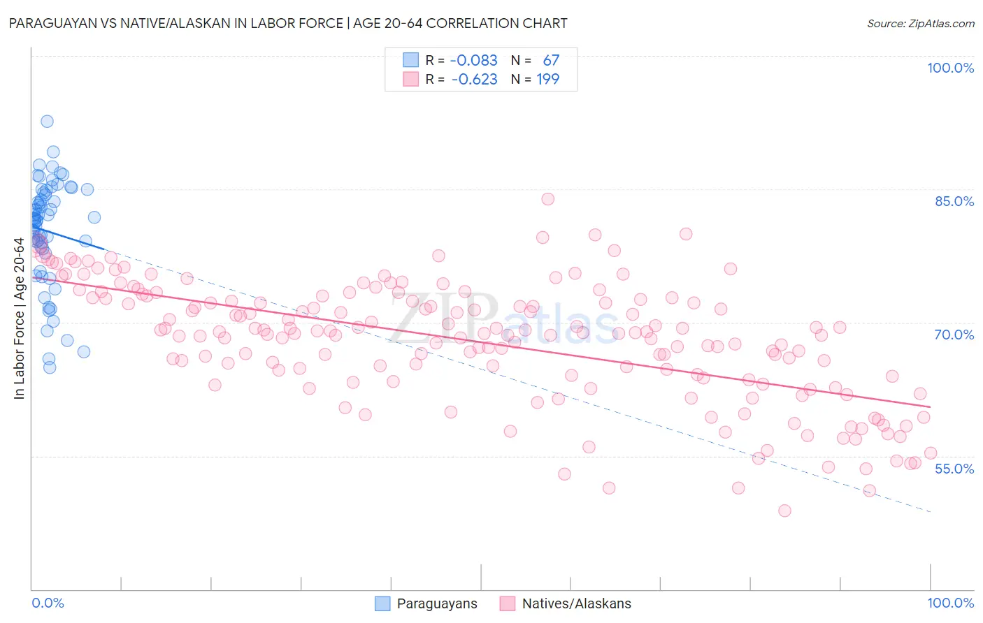 Paraguayan vs Native/Alaskan In Labor Force | Age 20-64