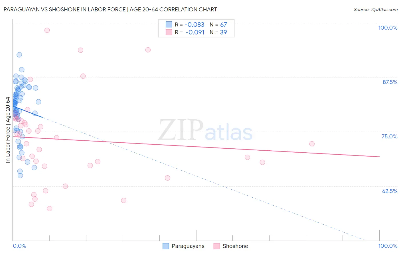 Paraguayan vs Shoshone In Labor Force | Age 20-64