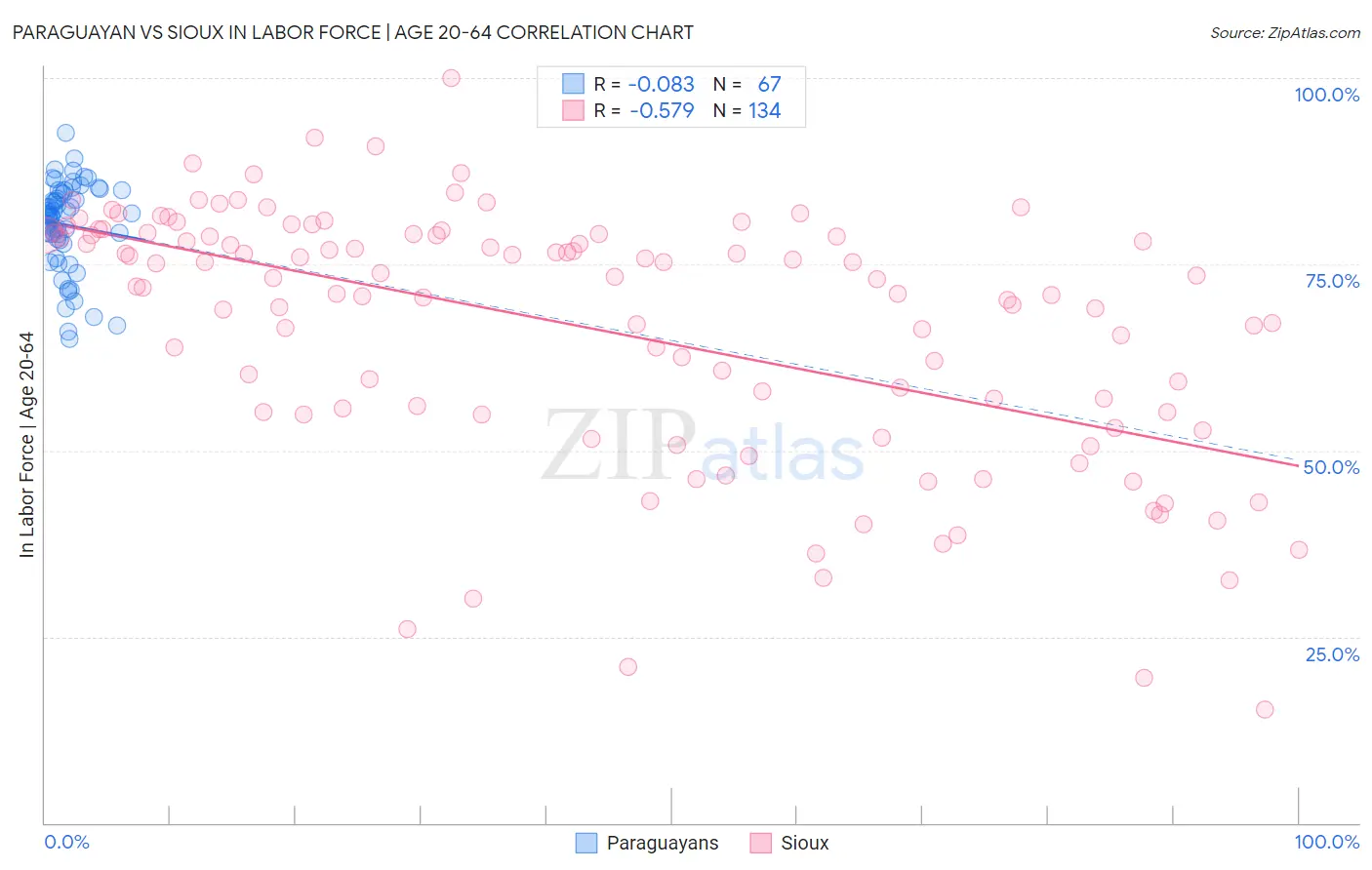 Paraguayan vs Sioux In Labor Force | Age 20-64
