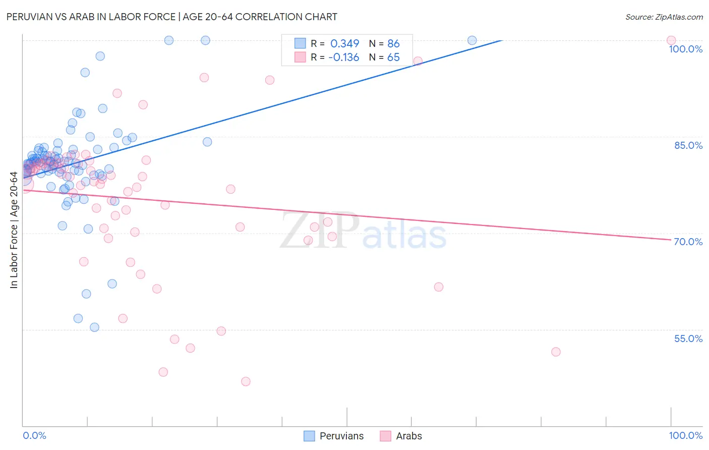 Peruvian vs Arab In Labor Force | Age 20-64