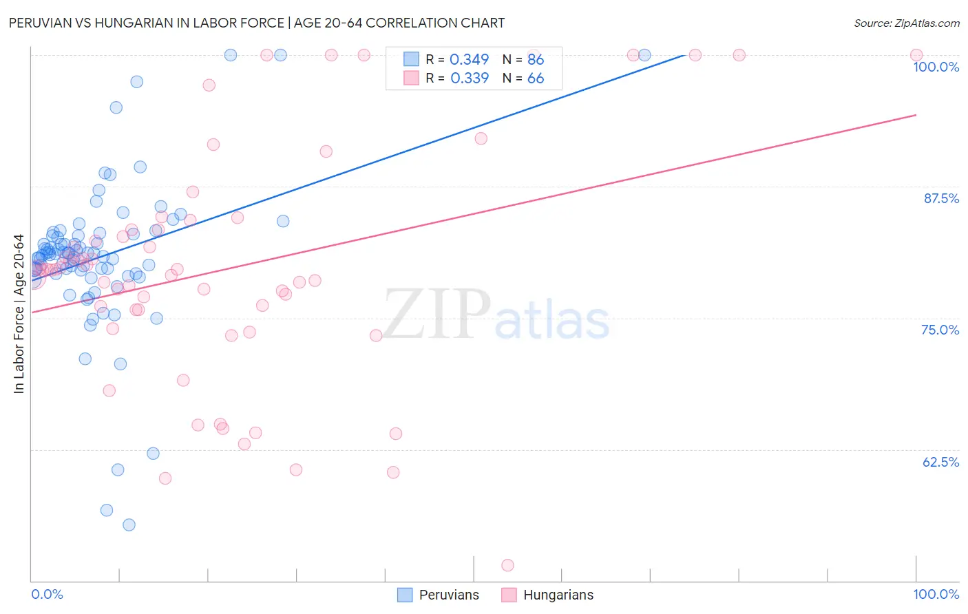 Peruvian vs Hungarian In Labor Force | Age 20-64