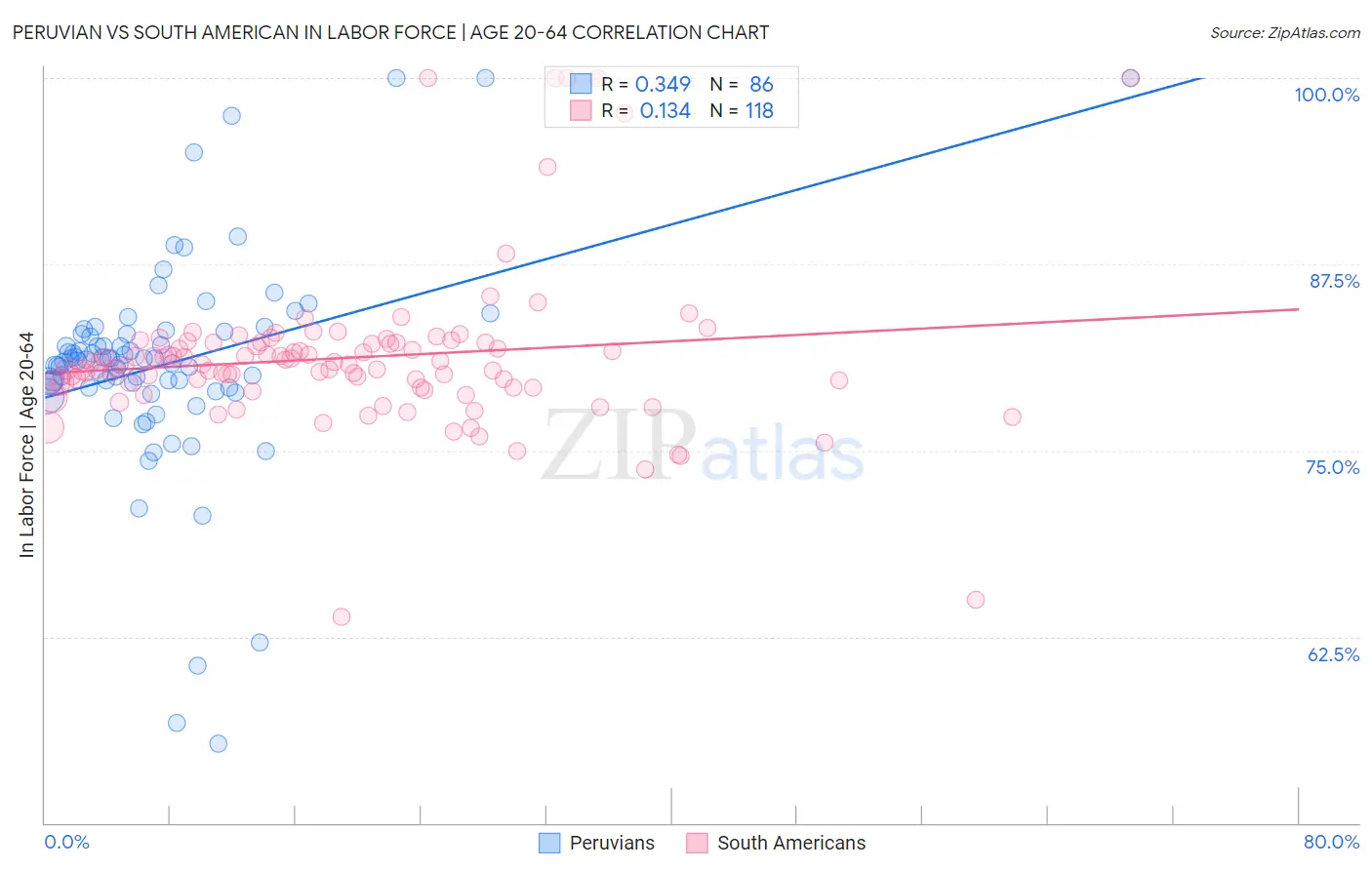 Peruvian vs South American In Labor Force | Age 20-64