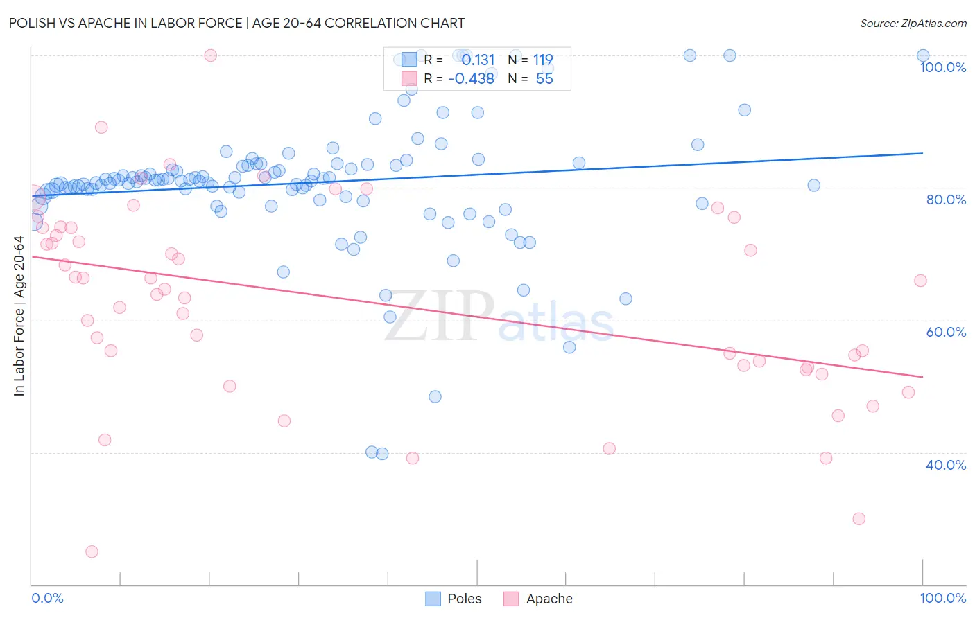 Polish vs Apache In Labor Force | Age 20-64