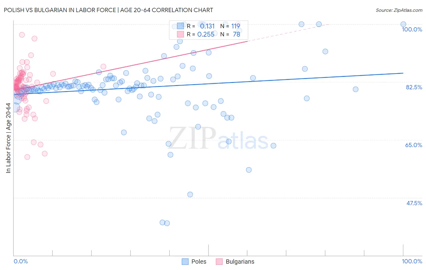 Polish vs Bulgarian In Labor Force | Age 20-64