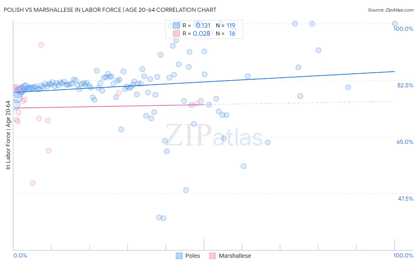 Polish vs Marshallese In Labor Force | Age 20-64