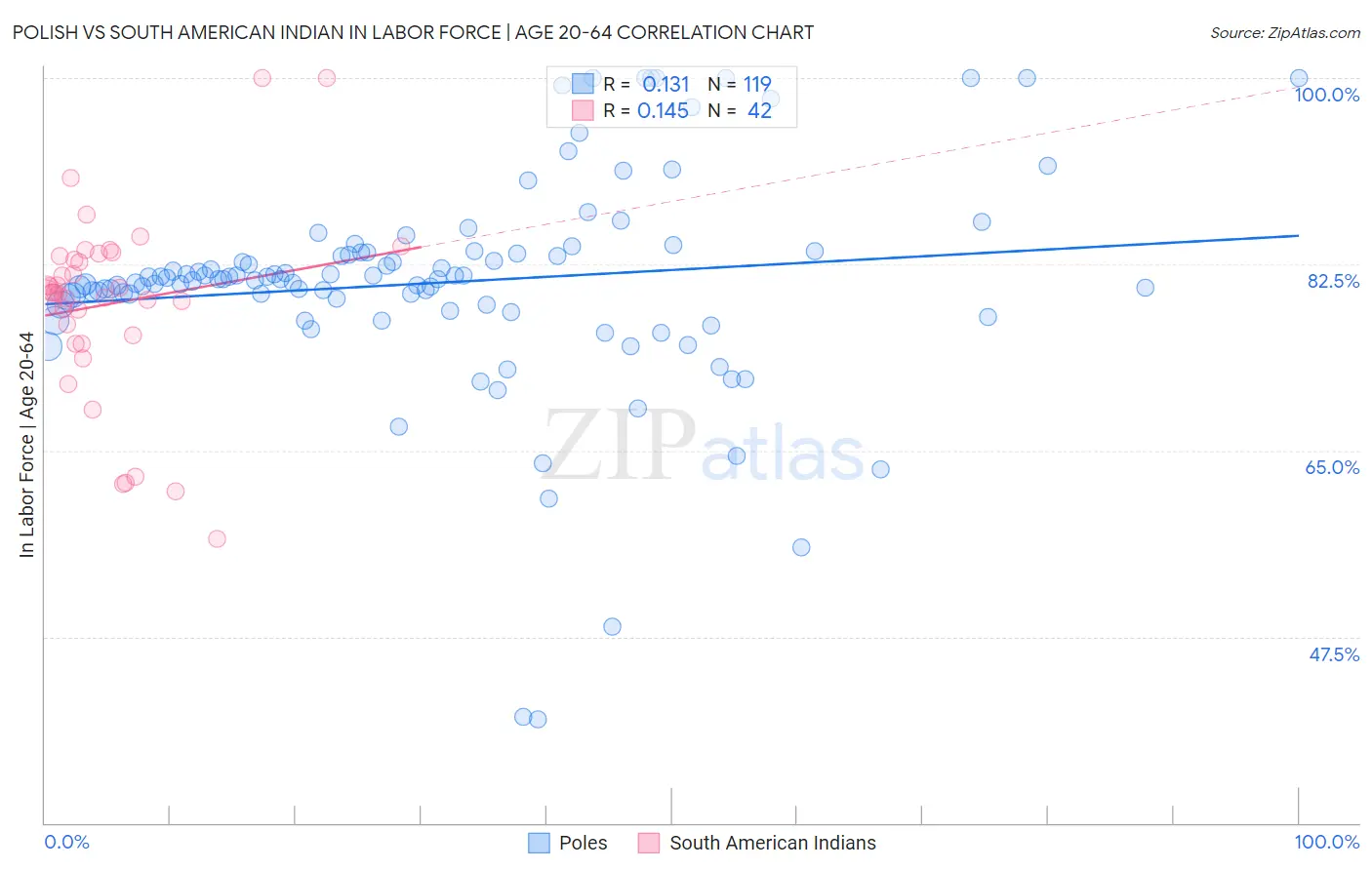 Polish vs South American Indian In Labor Force | Age 20-64