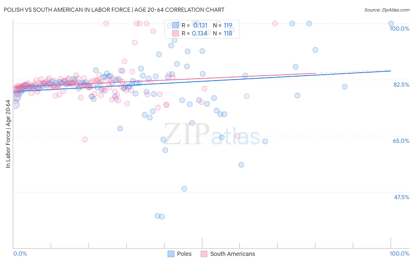 Polish vs South American In Labor Force | Age 20-64