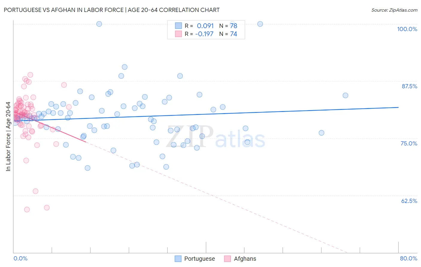 Portuguese vs Afghan In Labor Force | Age 20-64