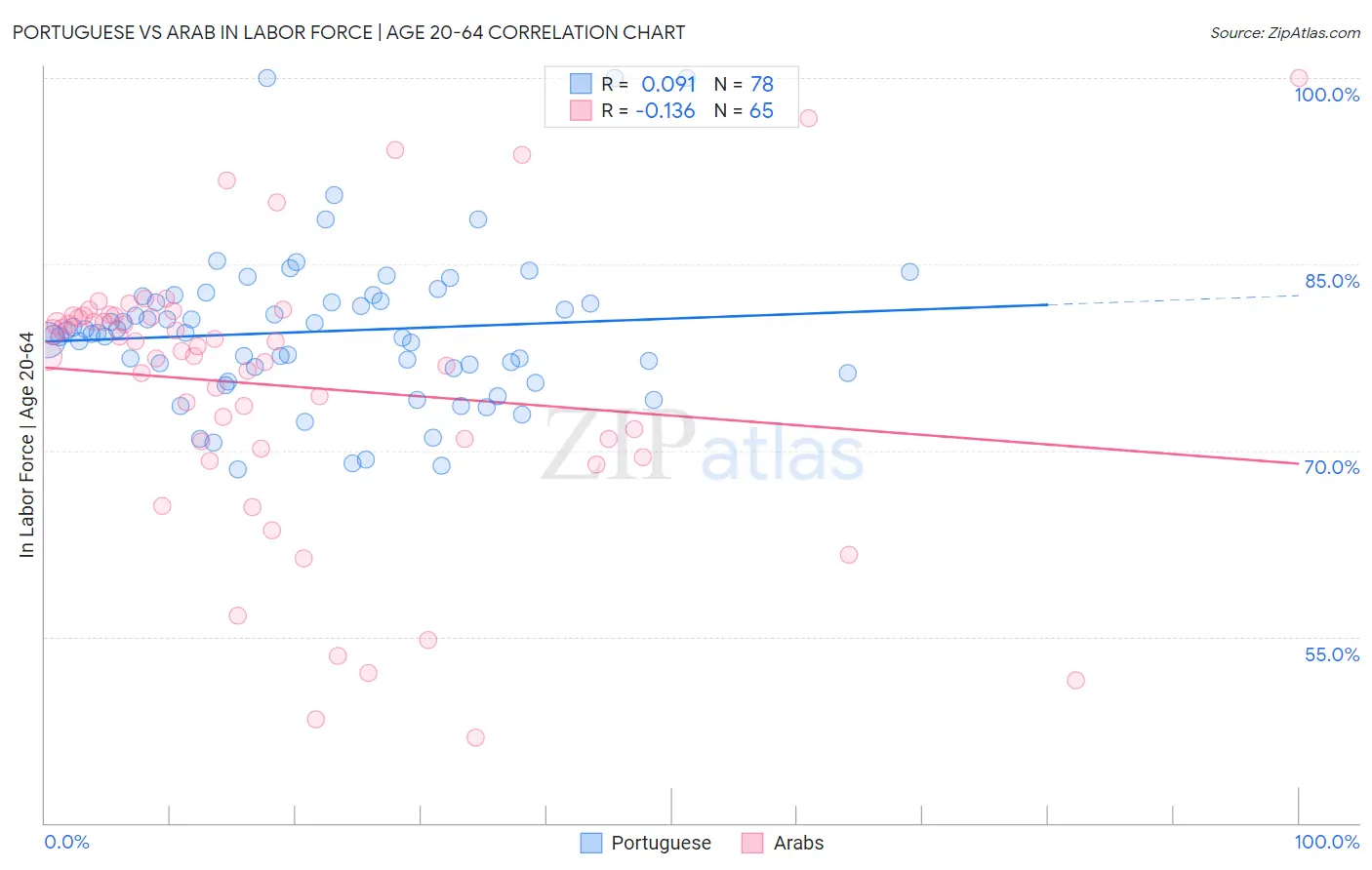 Portuguese vs Arab In Labor Force | Age 20-64