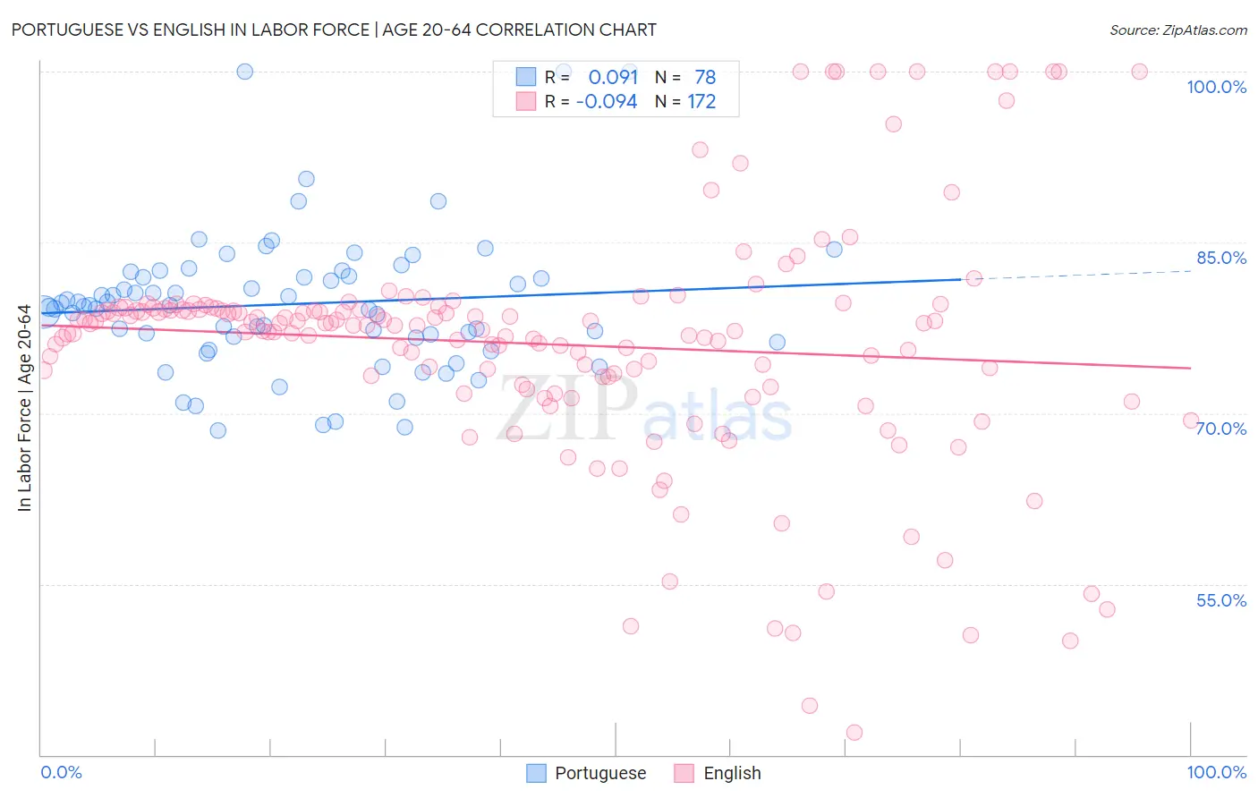 Portuguese vs English In Labor Force | Age 20-64
