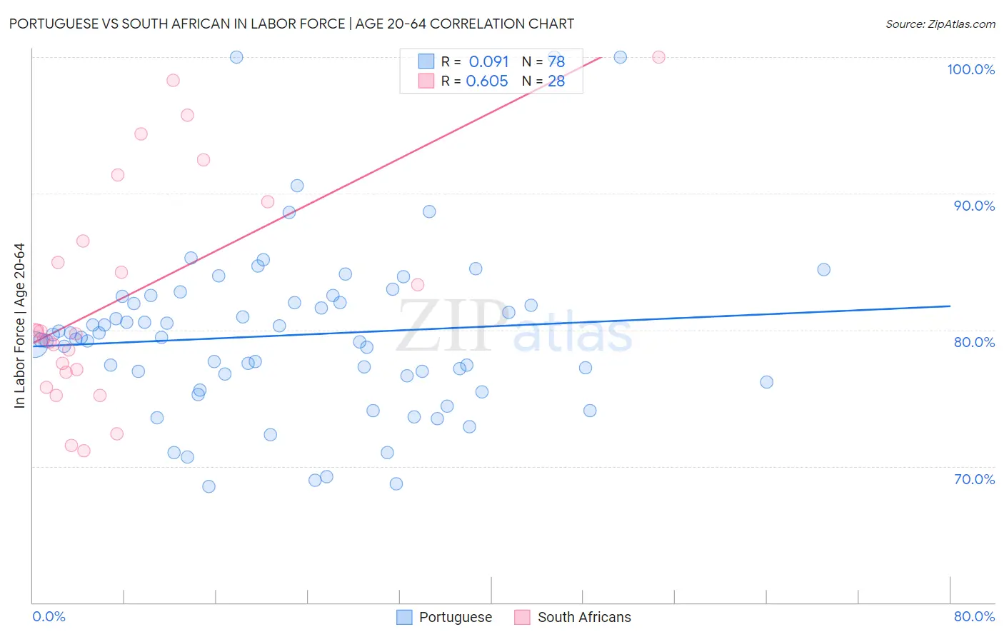 Portuguese vs South African In Labor Force | Age 20-64