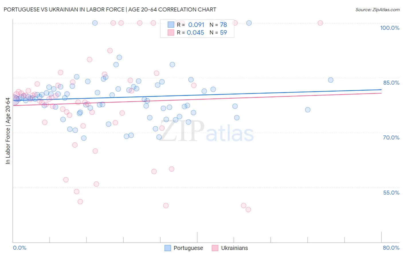 Portuguese vs Ukrainian In Labor Force | Age 20-64