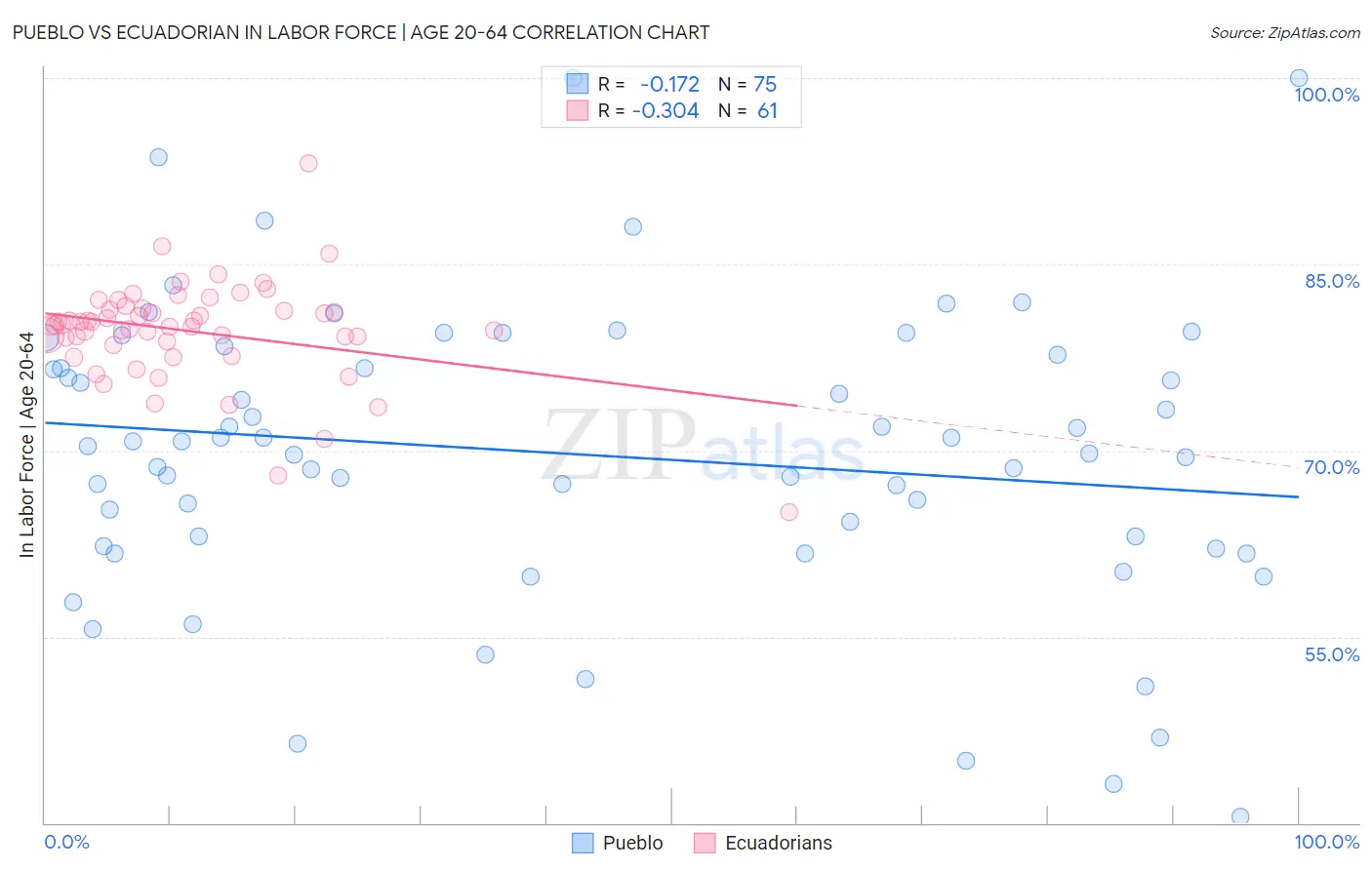 Pueblo vs Ecuadorian In Labor Force | Age 20-64