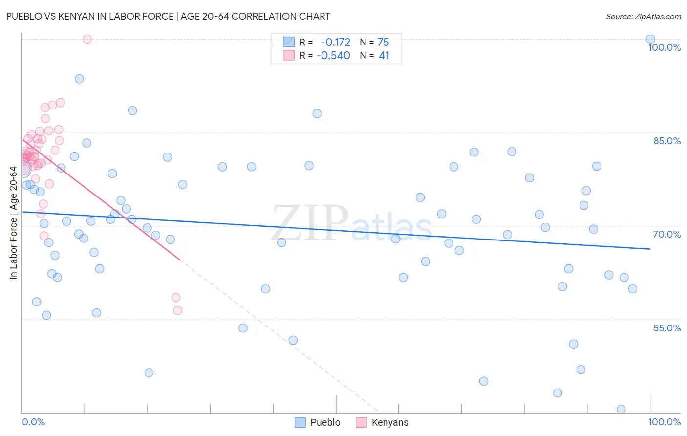 Pueblo vs Kenyan In Labor Force | Age 20-64