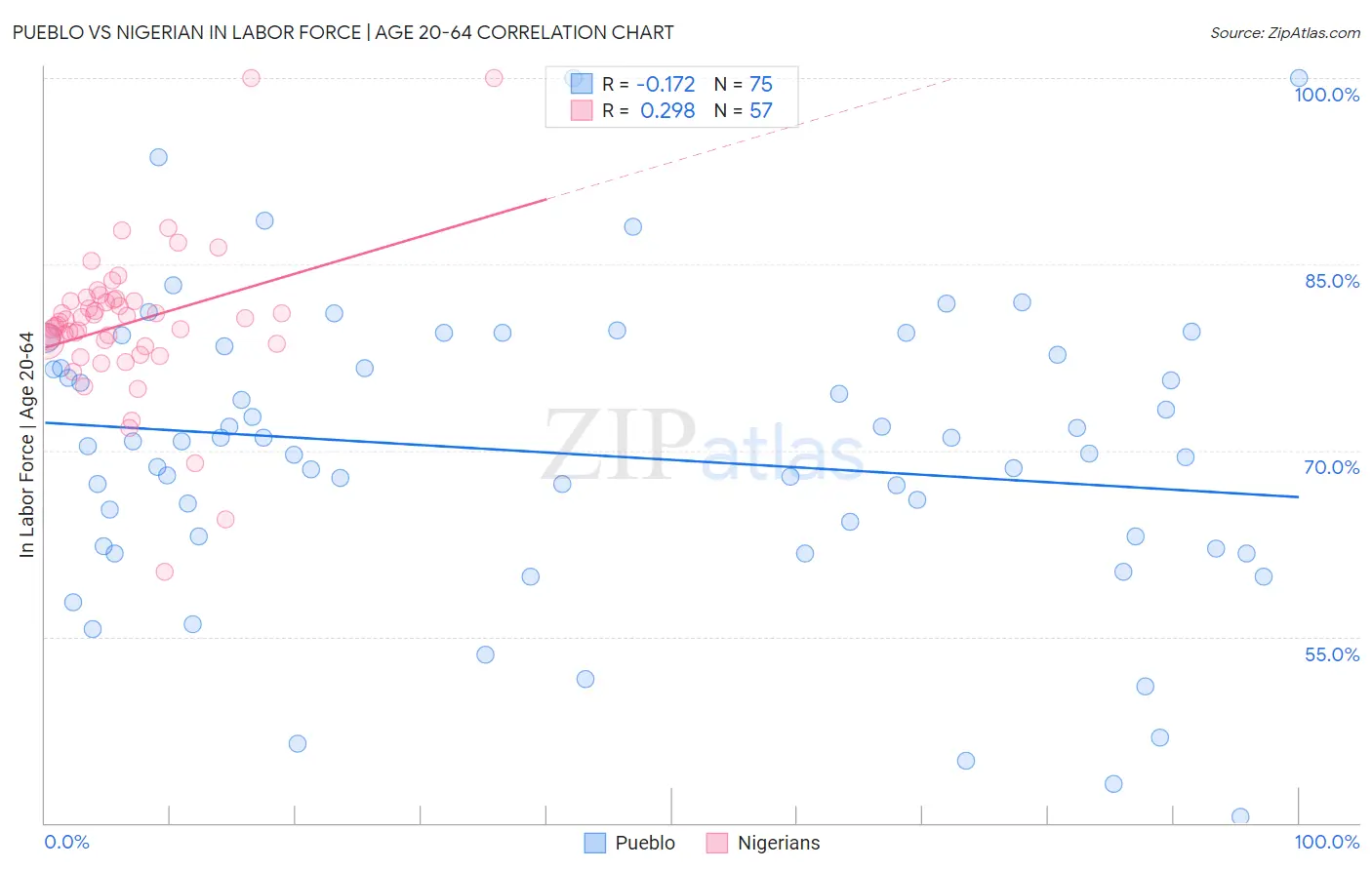 Pueblo vs Nigerian In Labor Force | Age 20-64