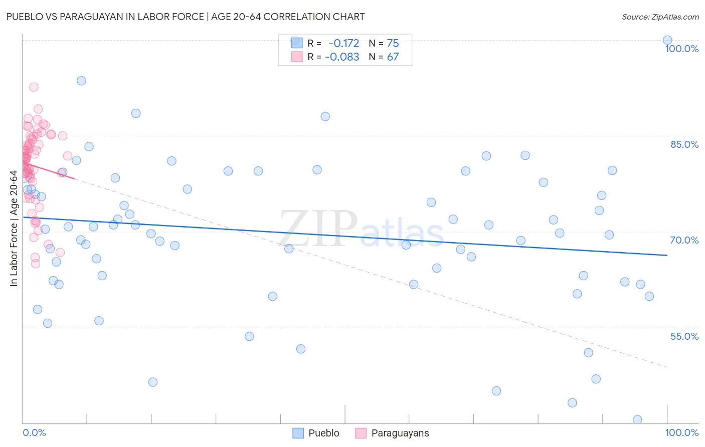 Pueblo vs Paraguayan In Labor Force | Age 20-64