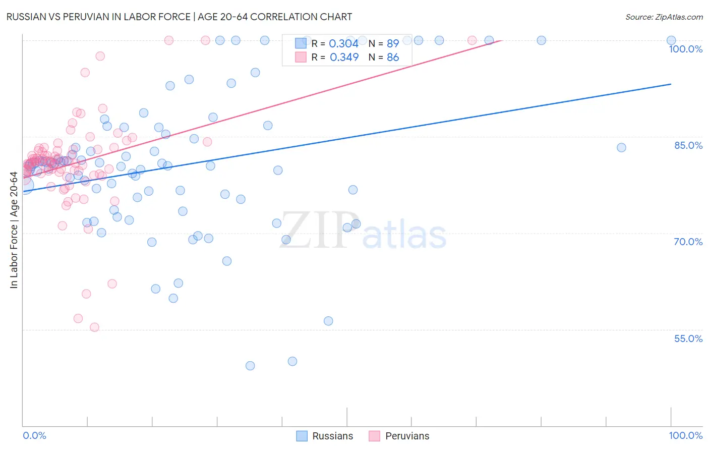 Russian vs Peruvian In Labor Force | Age 20-64
