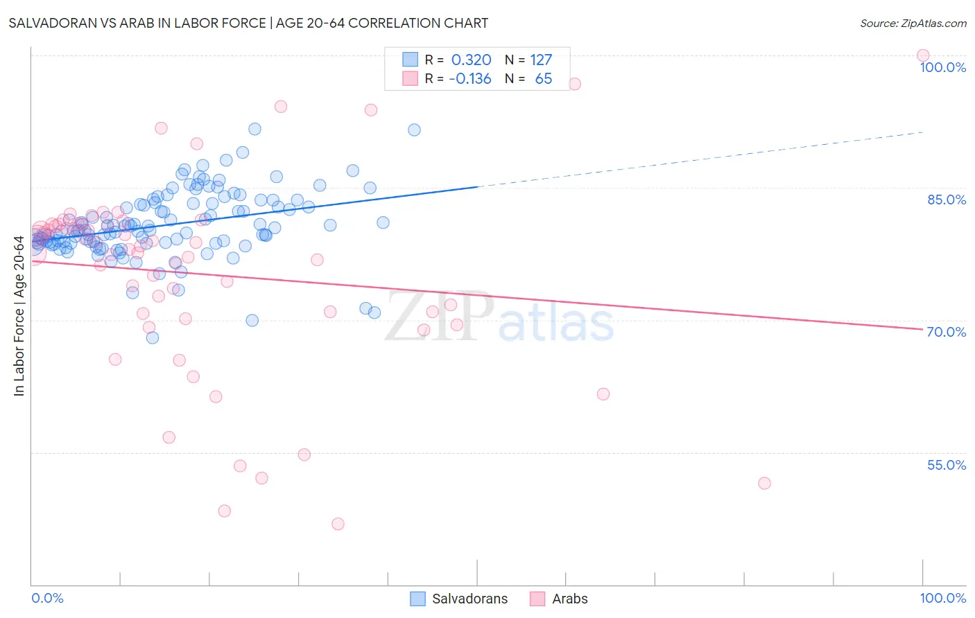 Salvadoran vs Arab In Labor Force | Age 20-64