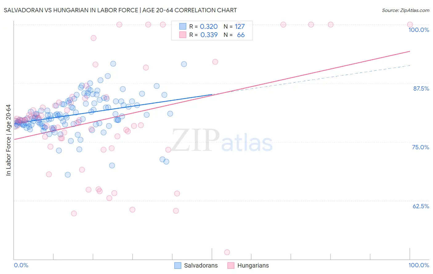 Salvadoran vs Hungarian In Labor Force | Age 20-64