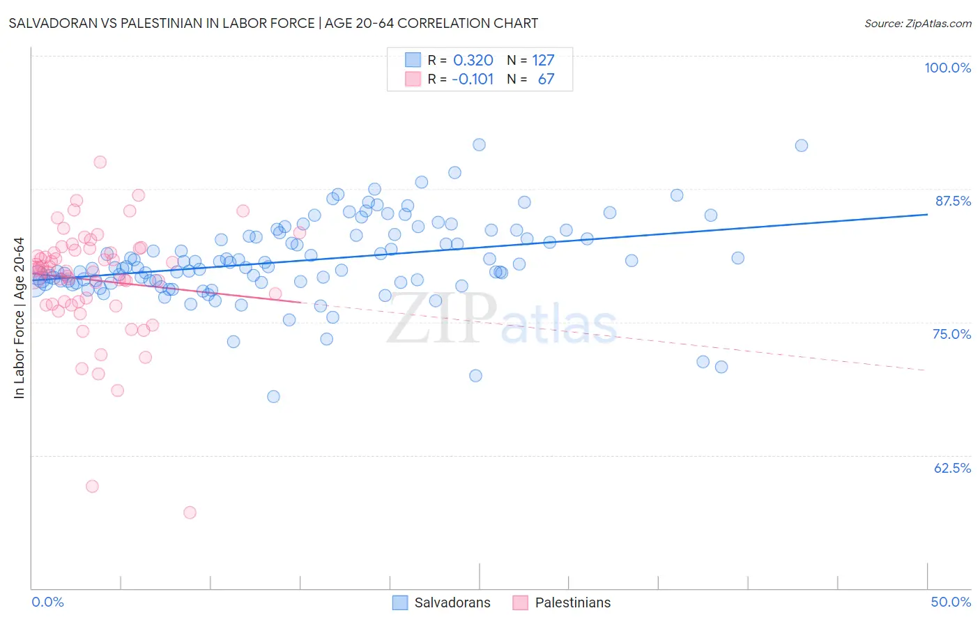 Salvadoran vs Palestinian In Labor Force | Age 20-64