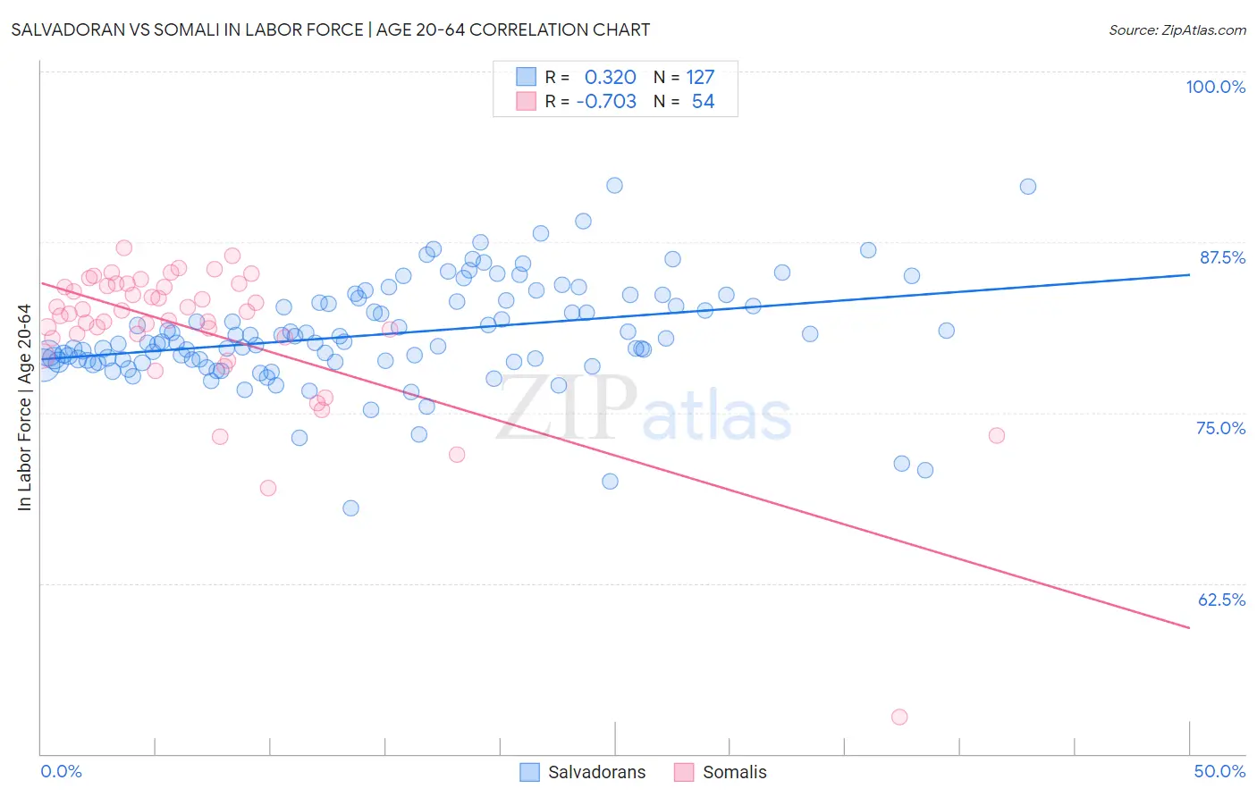 Salvadoran vs Somali In Labor Force | Age 20-64