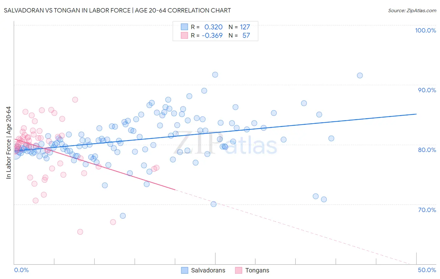 Salvadoran vs Tongan In Labor Force | Age 20-64
