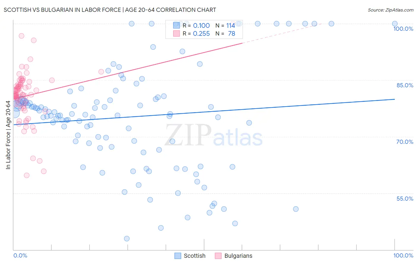 Scottish vs Bulgarian In Labor Force | Age 20-64