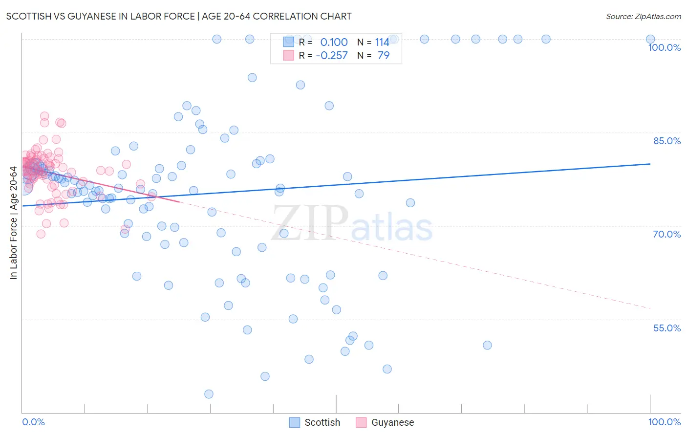 Scottish vs Guyanese In Labor Force | Age 20-64