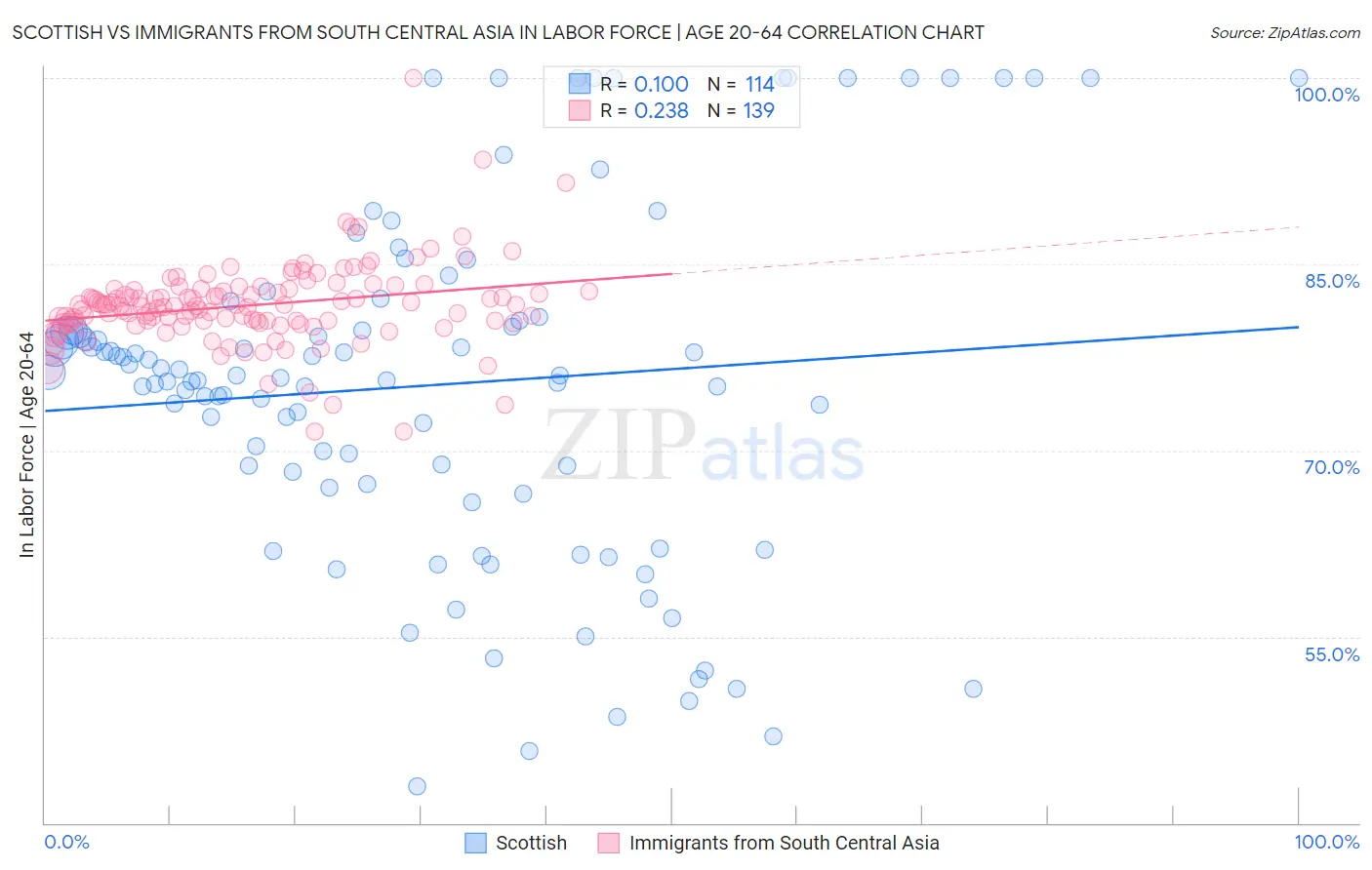 Scottish vs Immigrants from South Central Asia In Labor Force | Age 20-64