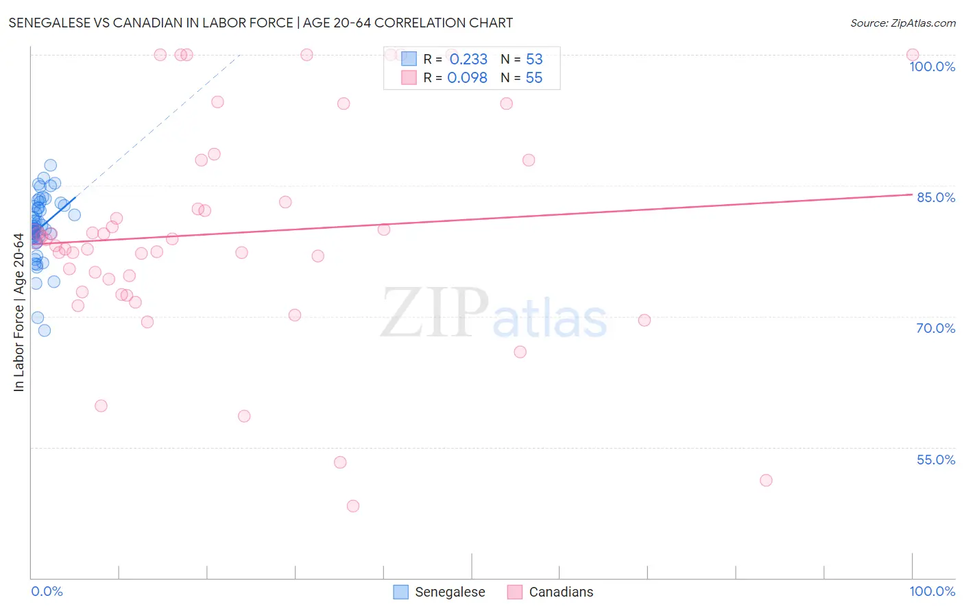 Senegalese vs Canadian In Labor Force | Age 20-64