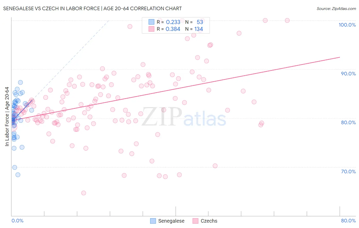 Senegalese vs Czech In Labor Force | Age 20-64