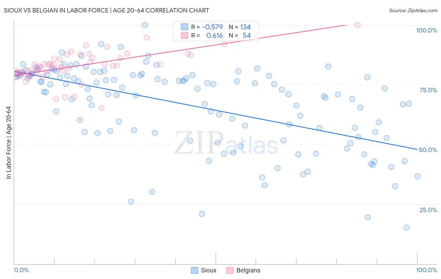 Sioux vs Belgian In Labor Force | Age 20-64