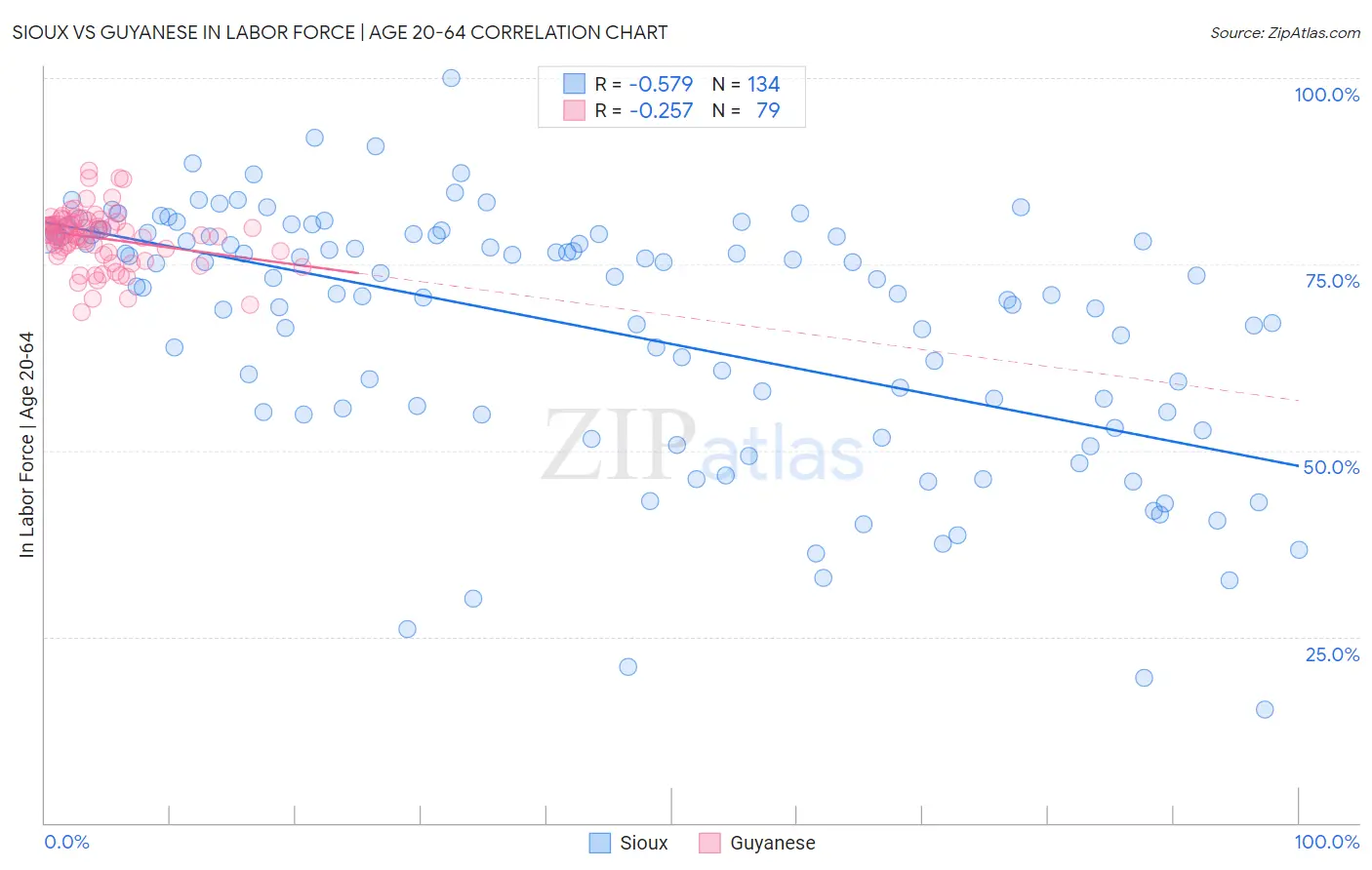 Sioux vs Guyanese In Labor Force | Age 20-64