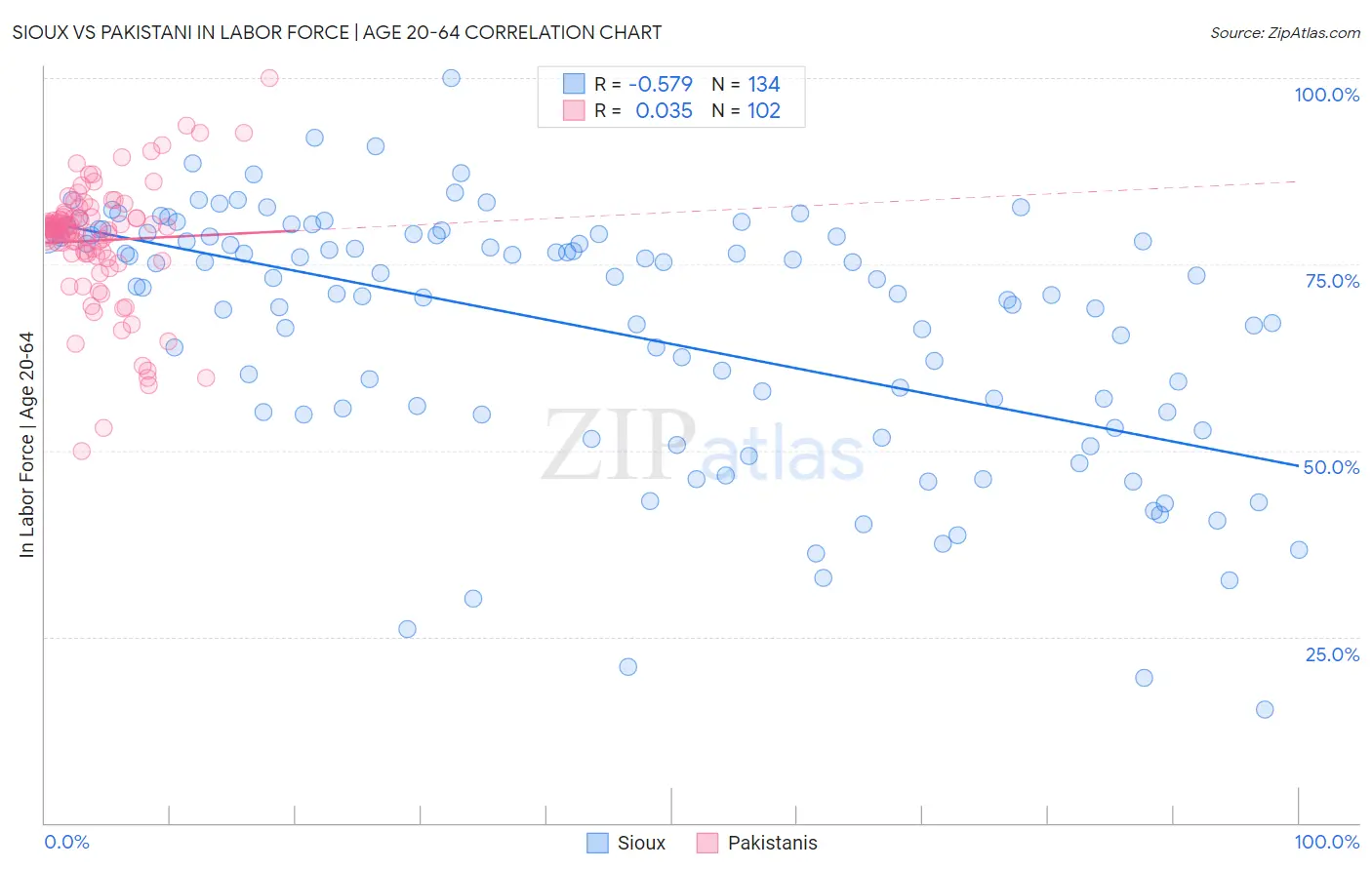 Sioux vs Pakistani In Labor Force | Age 20-64