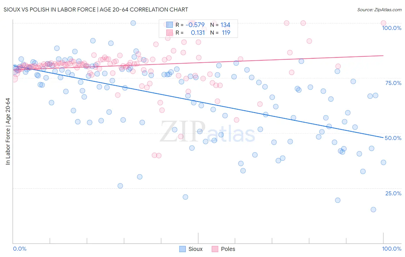 Sioux vs Polish In Labor Force | Age 20-64