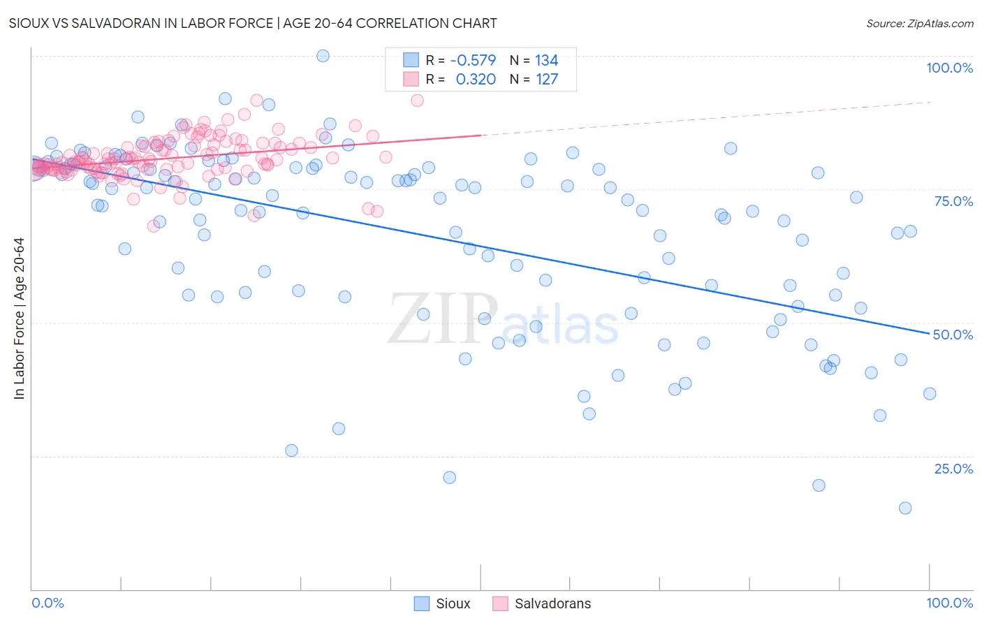 Sioux vs Salvadoran In Labor Force | Age 20-64