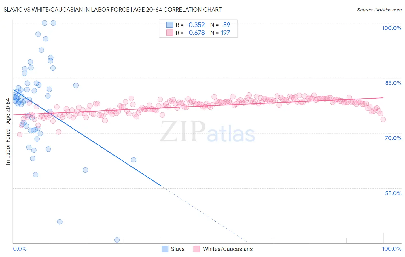 Slavic vs White/Caucasian In Labor Force | Age 20-64