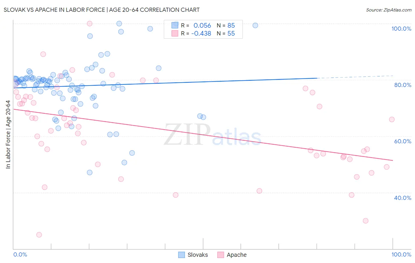 Slovak vs Apache In Labor Force | Age 20-64