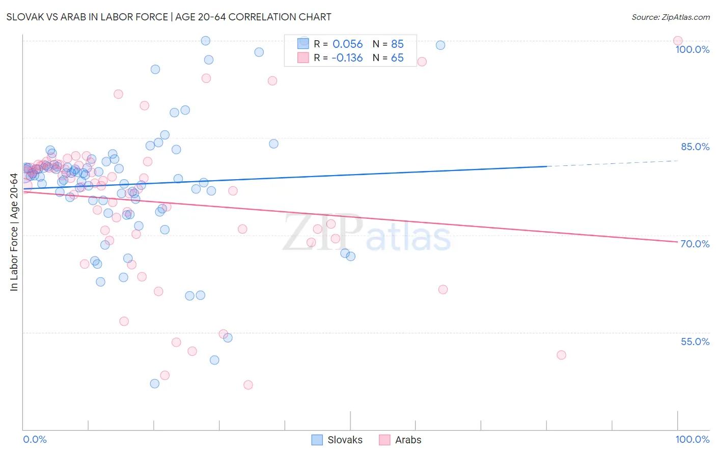 Slovak vs Arab In Labor Force | Age 20-64