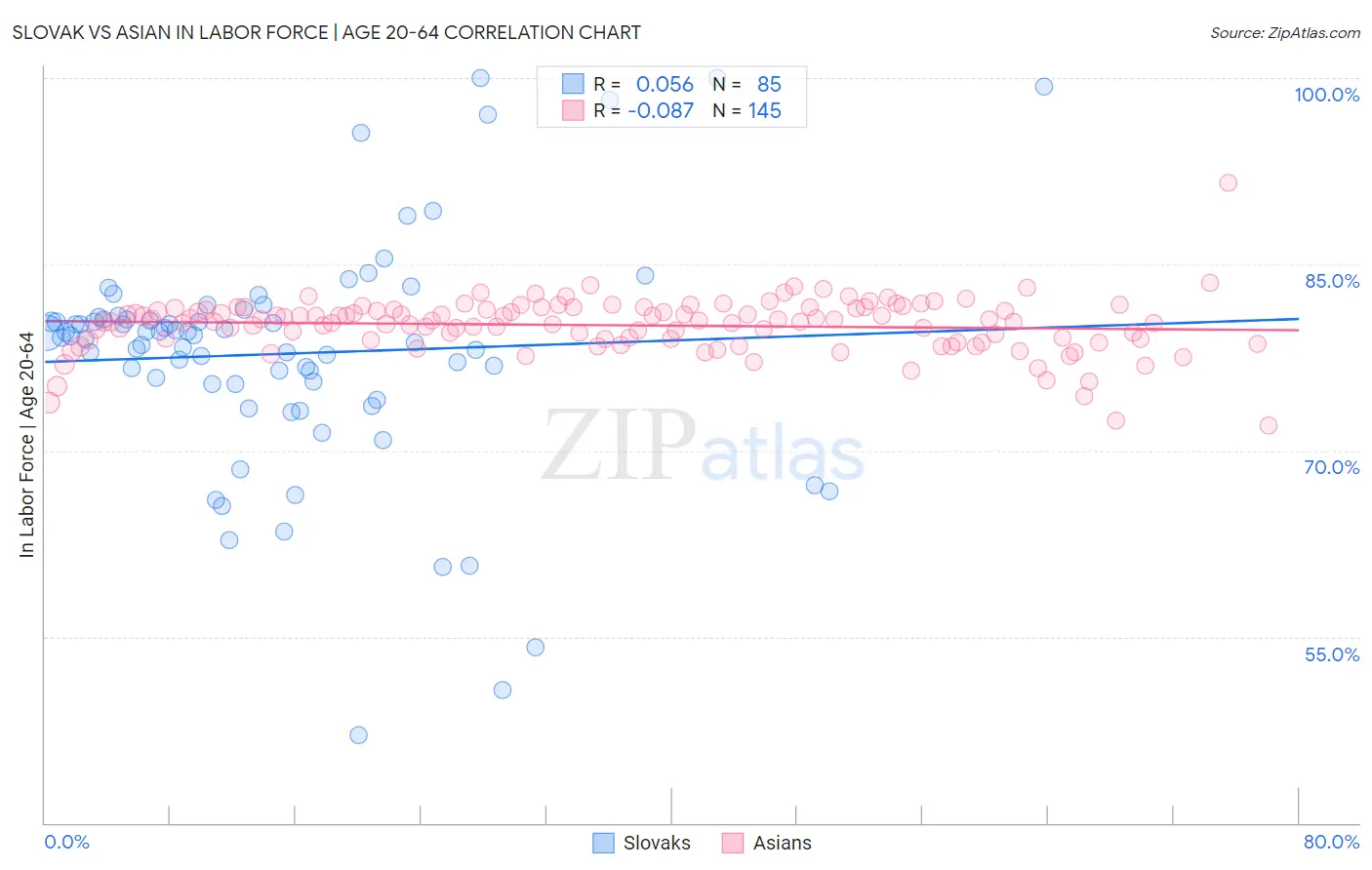 Slovak vs Asian In Labor Force | Age 20-64