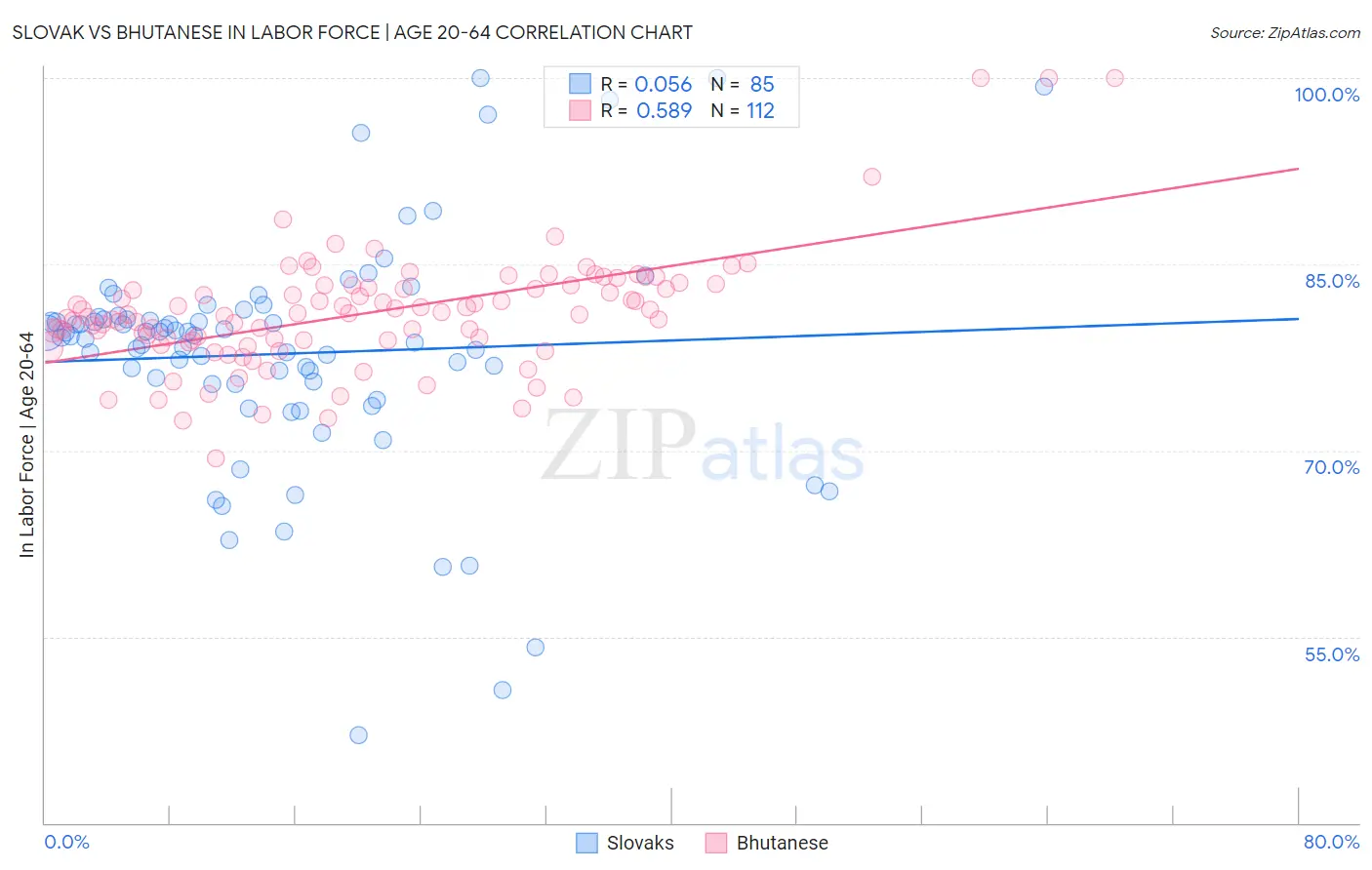 Slovak vs Bhutanese In Labor Force | Age 20-64