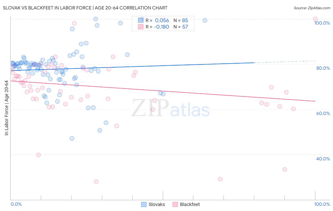 Slovak vs Blackfeet In Labor Force | Age 20-64