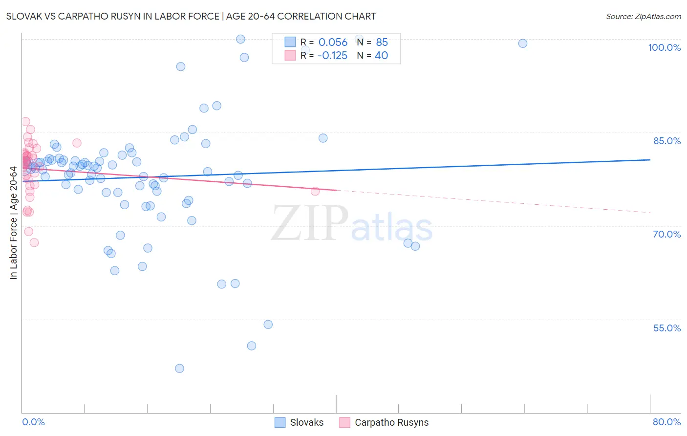 Slovak vs Carpatho Rusyn In Labor Force | Age 20-64