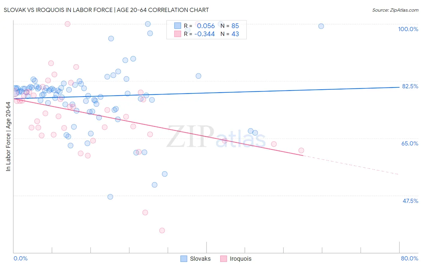 Slovak vs Iroquois In Labor Force | Age 20-64