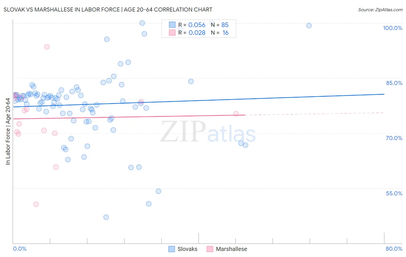 Slovak vs Marshallese In Labor Force | Age 20-64